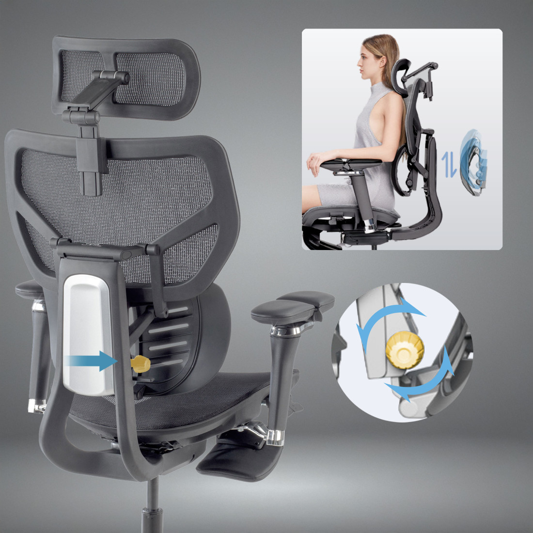 silla ergonomica negro erghos x3 malla 9