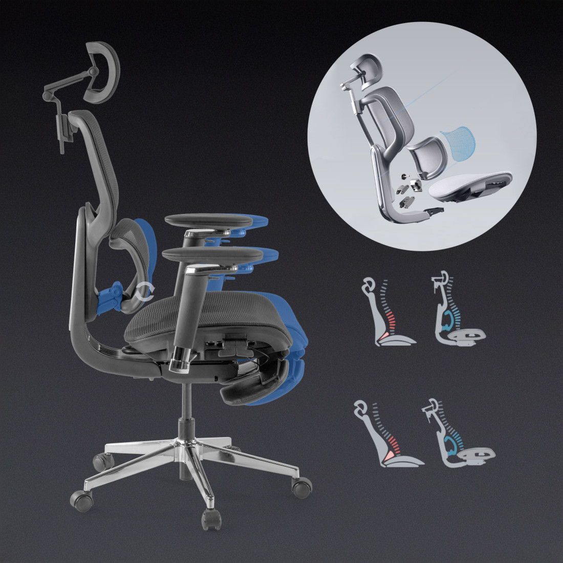 silla ergonomica negro erghos x2 malla 7