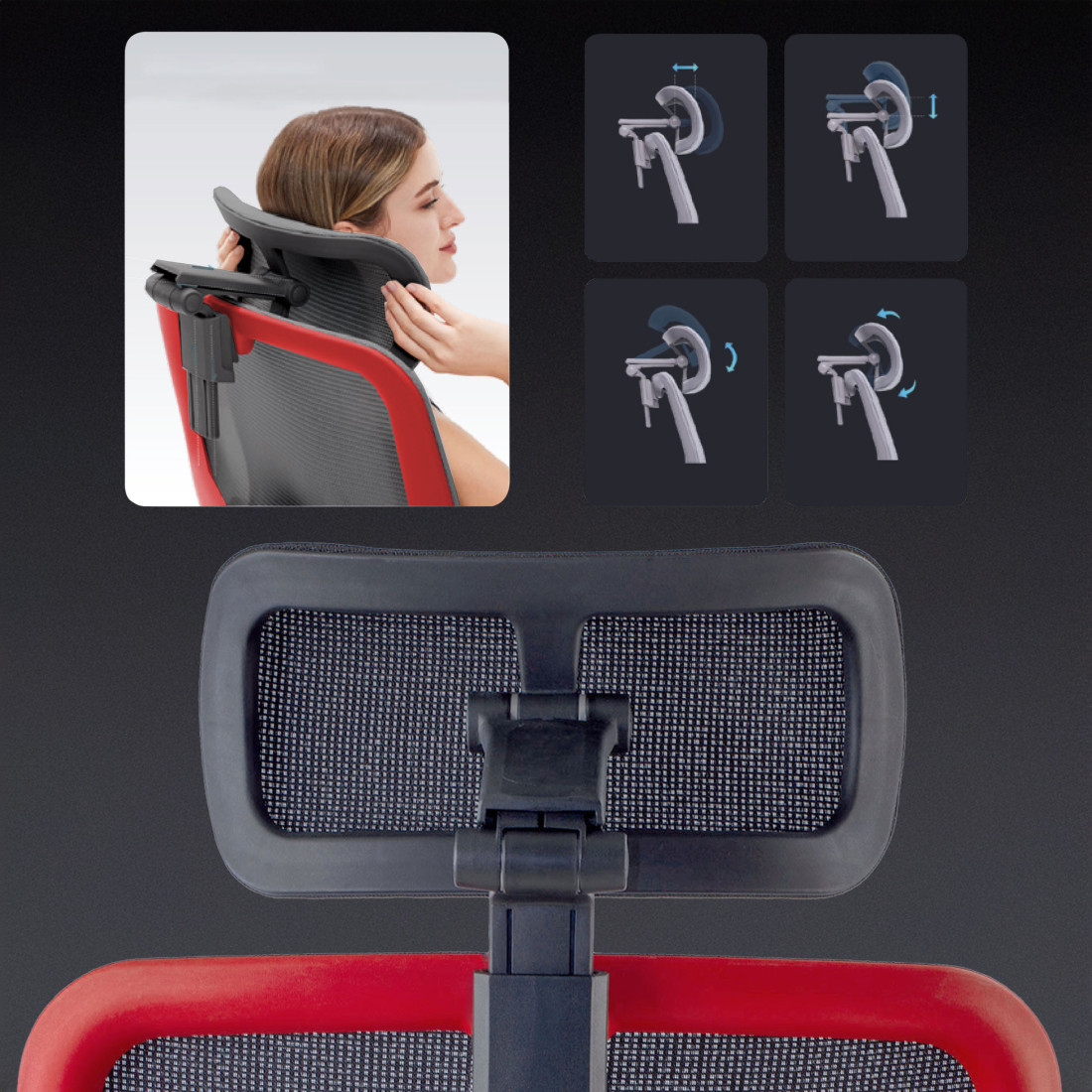 silla ergonomica rojo erghos x2 malla 8