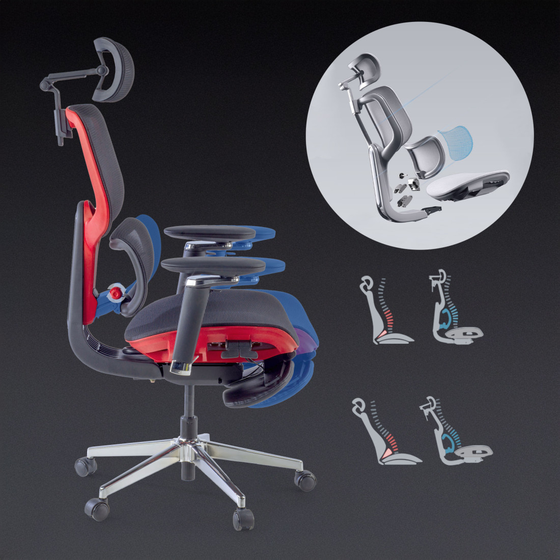 silla ergonomica rojo erghos x2 malla 9