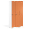 Taquilla de vestuario Strong 3 puertas 185x92cm, estructura blanca - Naranja