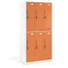 Taquilla de vestuario Strong 6 puertas 185x92cm, estructura blanca - Naranja