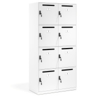 Armario taquilla con buzón MailBox, 8 compartimentos con cerradura - BLANCO