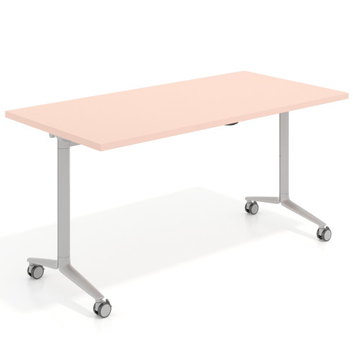 Mesa plegable pivot rectangular, estructura aluminio, canto 30cm - 150x75, ROSA NUBE