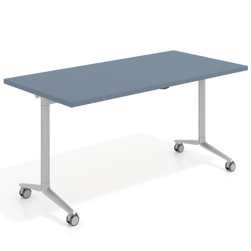 Mesa plegable pivot rectangular, estructura aluminio, canto 30cm - 150x75, AZUL TALCO