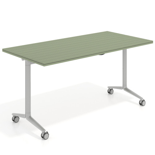 Mesa plegable pivot rectangular, estructura aluminio, canto 30cm - 150x75, RAYADO SAUCE