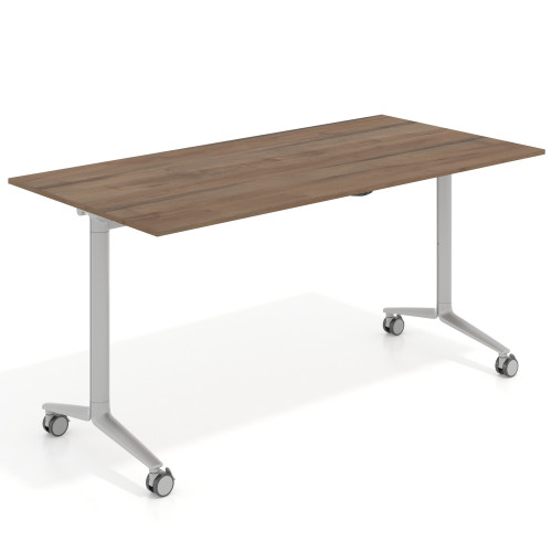 Mesa plegable pivot rectangular, estructura aluminio, canto 16cm - 150x75, NOCE SABI