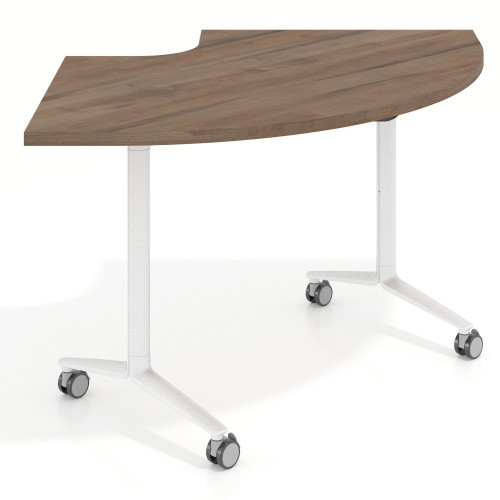 Mesa plegable pivot corner, estructura blanco, canto 30cm - NOCE SABI, 155x93
