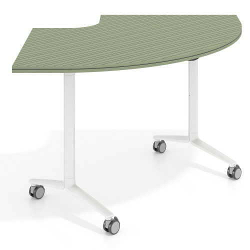 Mesa plegable pivot corner, estructura blanco, canto 30cm - RAYADO SAUCE, 155x93