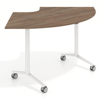 Mesa plegable pivot corner, estructura blanco, canto 16cm - NOCE SABI, 155x93