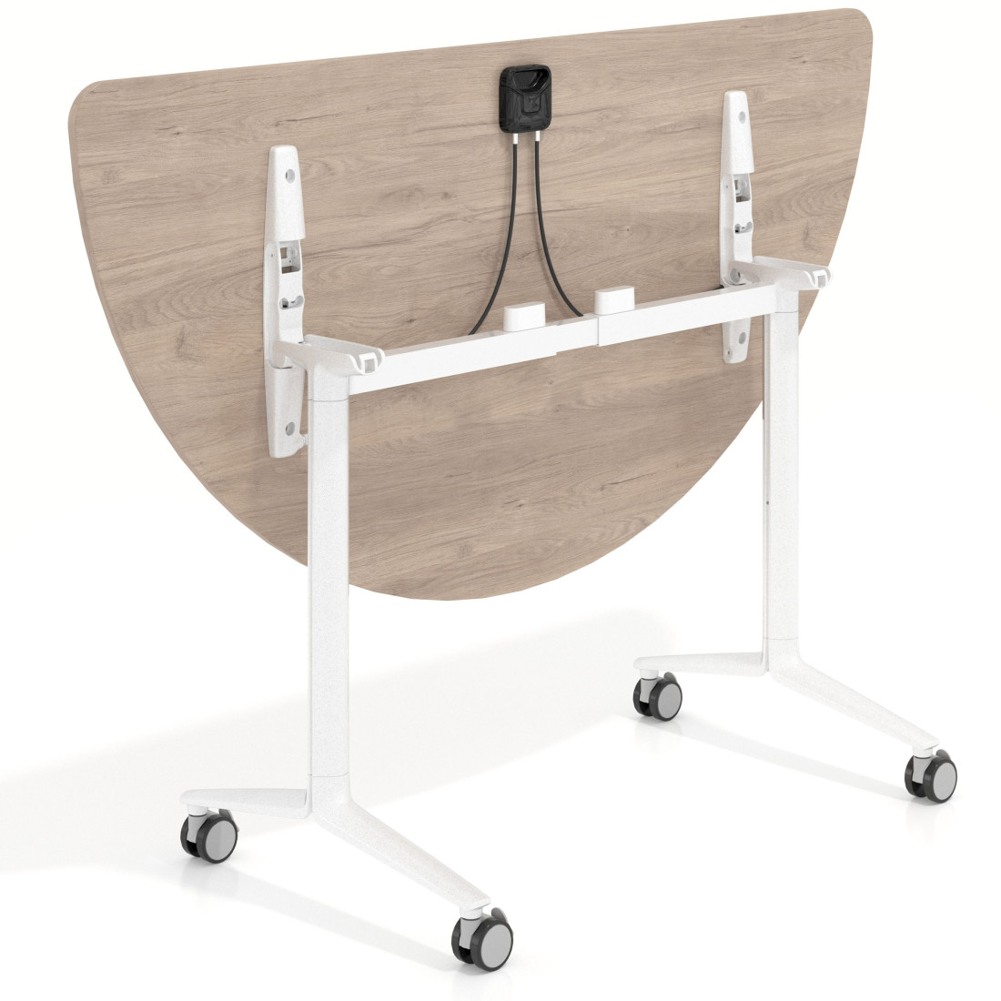 Mesa plegable pivot semicírculo estructura blanco, canto 16cm