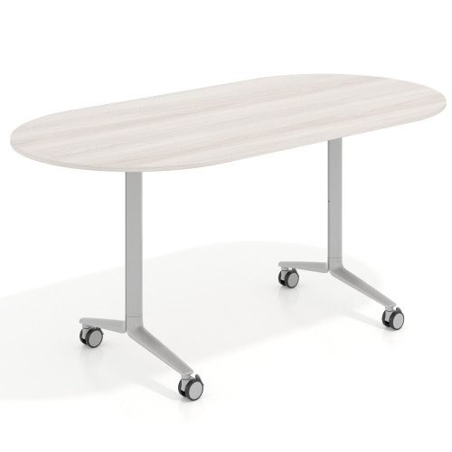 Mesa plegable pivot ovalada estructura aluminio, canto 16cm - CALIFORNIA, 160X80