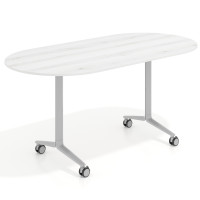 Mesa plegable pivot ovalada estructura aluminio, canto 16cm - ALBO, 160X80