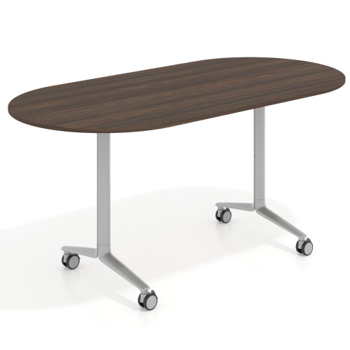 Mesa plegable pivot ovalada estructura aluminio, canto 16cm - MISTRAL, 160X80