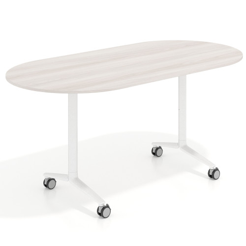 Mesa plegable pivot ovalada estructura blanco, canto 16cm - CALIFORNIA, 160X80