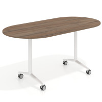 Mesa plegable pivot ovalada estructura blanco, canto 16cm - NOCE SABI, 160X80