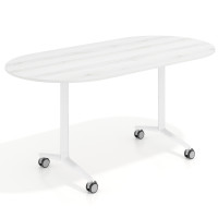 Mesa plegable pivot ovalada estructura blanco, canto 16cm - ALBO, 160X80