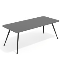 Mesa de oficina gran formato Tekno, fondo 100, patas aluminio inyectado, estructura negra - GRIS TORMENTA, 240x100
