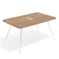 Mesa de reuniones Tekno fondo 120, patas aluminio inyectado, estructura cromada - NATURALE, 180x120