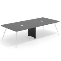 Mesa de reuniones Tekno gran formato, fondo 140, patas aluminio inyectado, estructura cromada - GRIS TORMENTA, 340x140