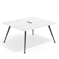 Mesa de reuniones Tekno fondo 140, patas aluminio inyectado, estructura negra - ALBO, 160x140