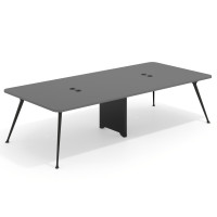 Mesa de reuniones Tekno gran formato, fondo 140, patas aluminio inyectado, estructura negra - GRIS TORMENTA, 340x140