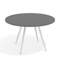 Mesa de juntas redonda, diametro 130, patas de aluminio, estructura cromada - GRIS TORMENTA, 130cm
