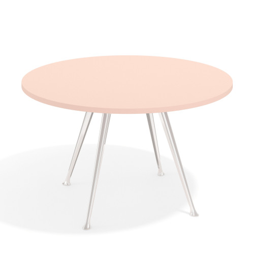 Mesa de juntas redonda, diametro 130, patas de aluminio, estructura cromada - ROSA NUBE, 130cm