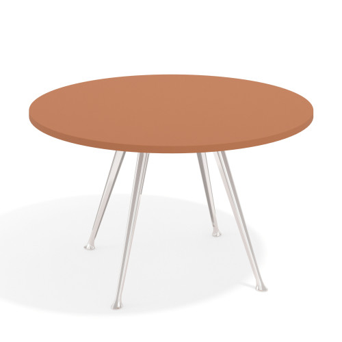 Mesa de juntas redonda, diametro 130, patas de aluminio, estructura cromada - TERRACOTA, 130cm