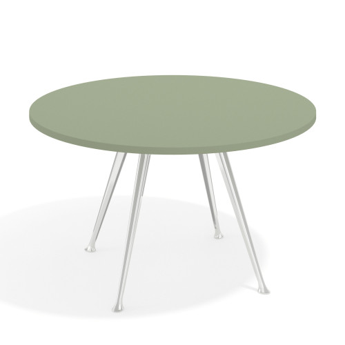 Mesa de juntas redonda, diametro 130, patas de aluminio, estructura cromada - SAUCE, 130cm