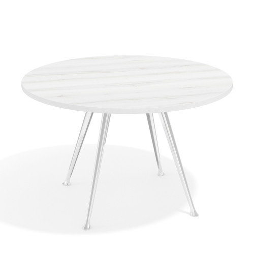 Mesa de juntas redonda, diametro 130, patas de aluminio, estructura cromada - ALBO, 130cm