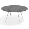 Mesa de juntas redonda, diametro 130, patas de aluminio, estructura cromada
