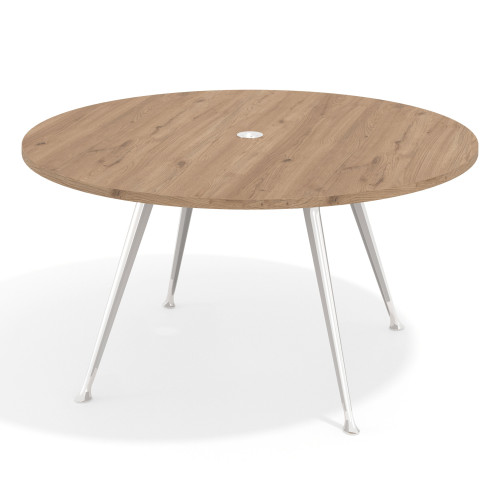 Mesa de juntas redonda, diametro 150, patas de aluminio, estructura cromada - NATURALE, 150cm