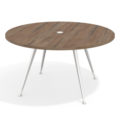 Mesa de juntas redonda, diametro 150, patas de aluminio, estructura cromada - NOCE SABI, 150cm