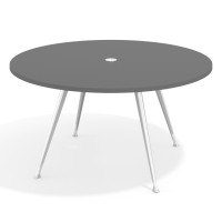 Mesa de juntas redonda, diametro 150, patas de aluminio, estructura cromada - GRIS TORMENTA, 150cm