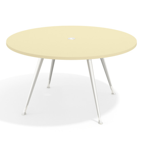 Mesa de juntas redonda, diametro 150, patas de aluminio, estructura cromada - SALVIA, 150cm