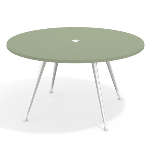 Mesa de juntas redonda, diametro 150, patas de aluminio, estructura cromada - SAUCE, 150cm