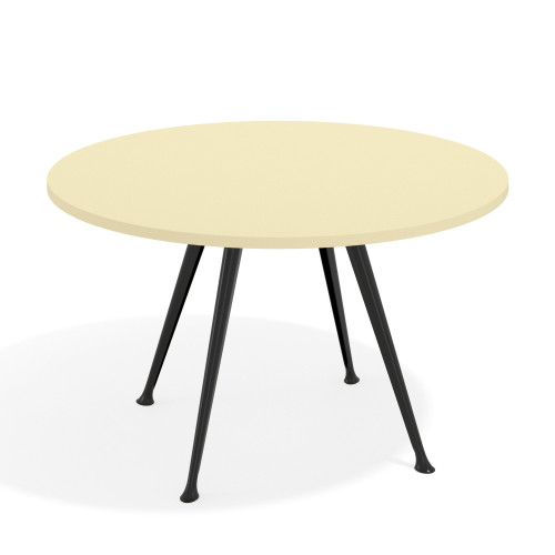 Mesa de juntas redonda, diametro 130, patas de aluminio, estructura negra - SALVIA, 130cm