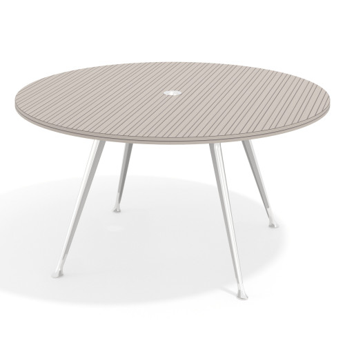 Mesa de juntas redonda, diametro 150, patas de aluminio, estructura cromada - RAYADO COCO, 150cm