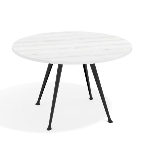 Mesa de juntas redonda, diametro 130, patas de aluminio, estructura negra - ALBO, 130cm
