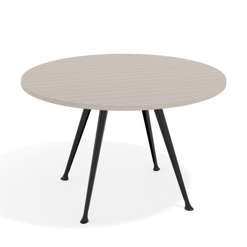Mesa de juntas redonda, diametro 130, patas de aluminio, estructura negra - RAYADO COCO, 130cm