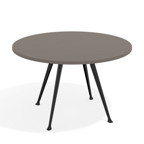 Mesa de juntas redonda, diametro 130, patas de aluminio, estructura negra - Cemento, 130cm