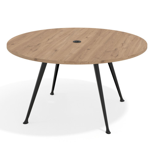 Mesa de juntas redonda, diametro 150, patas de aluminio, estructura negra - NATURALE, 150cm