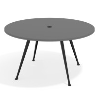 Mesa de juntas redonda, diametro 150, patas de aluminio, estructura negra - GRIS TORMENTA, 150cm