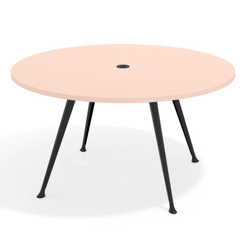Mesa de juntas redonda, diametro 150, patas de aluminio, estructura negra - ROSA NUBE, 150cm
