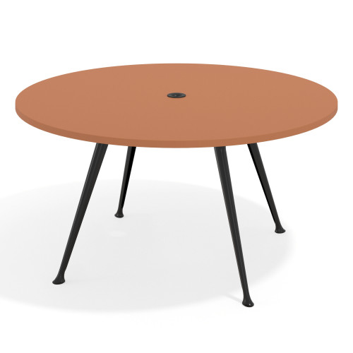 Mesa de juntas redonda, diametro 150, patas de aluminio, estructura negra - TERRACOTA, 150cm