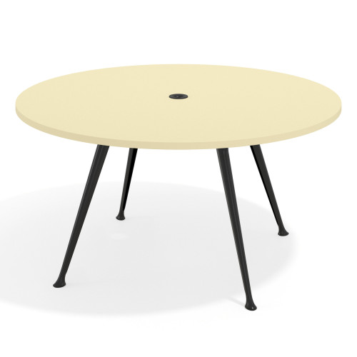 Mesa de juntas redonda, diametro 150, patas de aluminio, estructura negra - SALVIA, 150cm