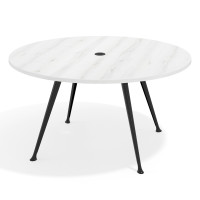 Mesa de juntas redonda, diametro 150, patas de aluminio, estructura negra - ALBO, 150cm