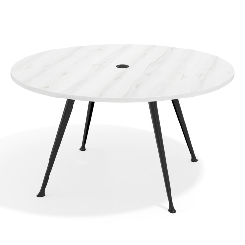 Mesa de juntas redonda, diametro 150, patas de aluminio, estructura negra - ALBO, 150cm
