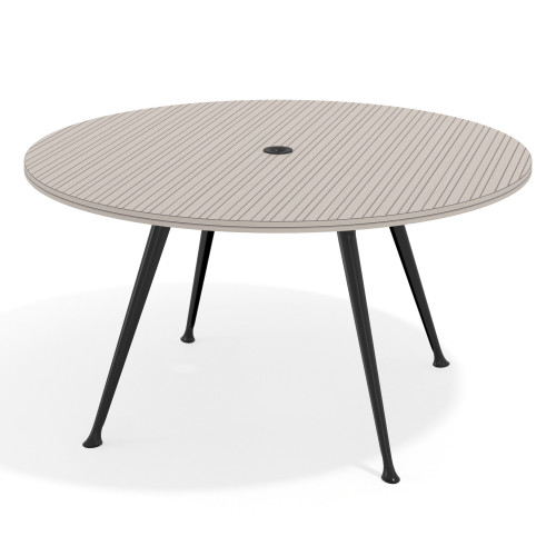 Mesa de juntas redonda, diametro 150, patas de aluminio, estructura negra - RAYADO COCO, 150cm